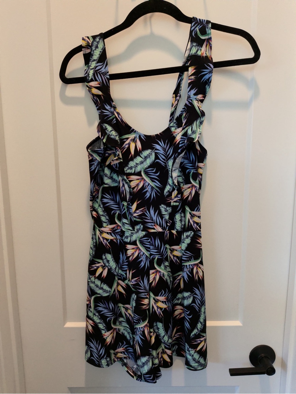 H&M Black Tropical Print Jumpsuit Romper